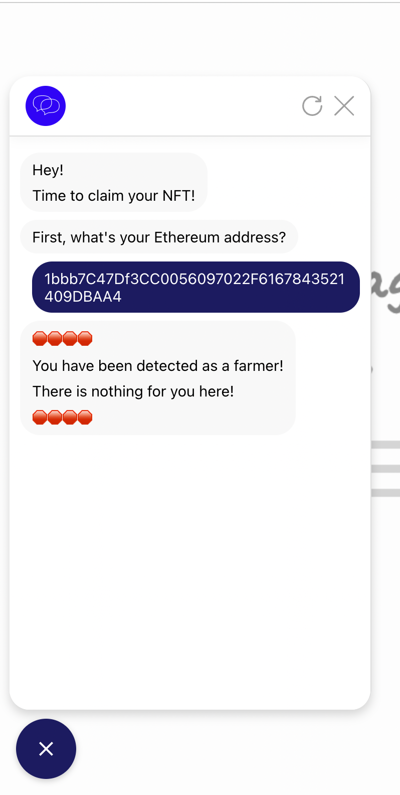 Result when the Ethereum address is in the Airtable